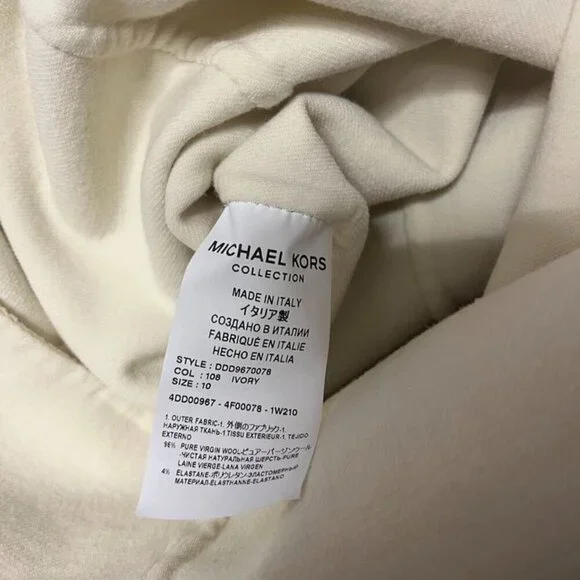 Michael Kors Collection Ivory Wool Bell-Sleeve Sheath Dress 10 Italy - Picture 5 of 11